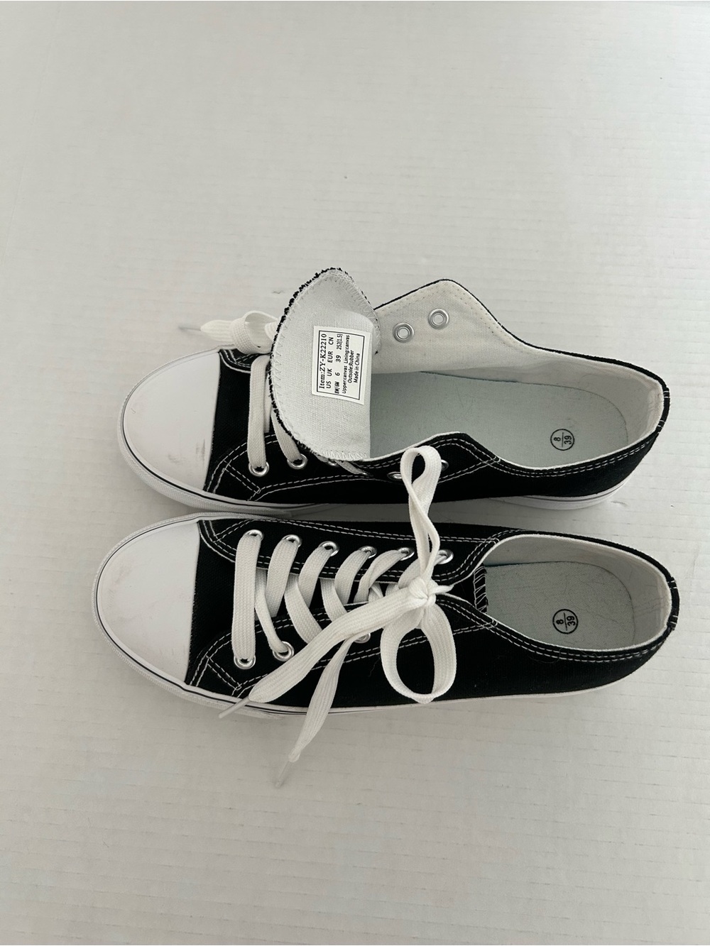 Kids Black Canvas Lace-Up Sneakers/ no brand great for summer play - Picture 2 of 9